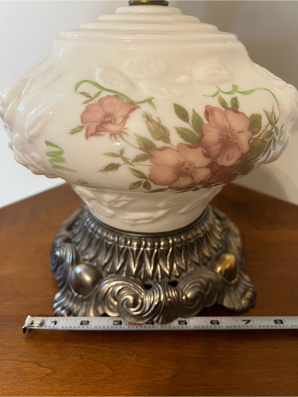 VTG Phoenix Milk Glass cabbage Rose Gone With the Wind 3-way Milk Glass - Picture 15 of 16
